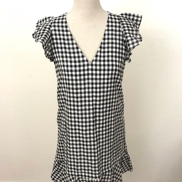 Madewell Gingham Check Flutter Sleeve Casual Dress - Picture 4 of 7